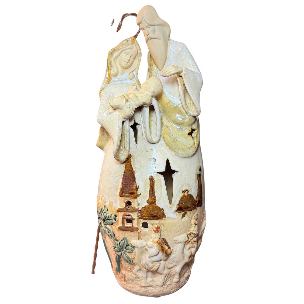 Collections Nativity Scene Holy Family 3 Kings Tea Light Candle Holder Ceramic